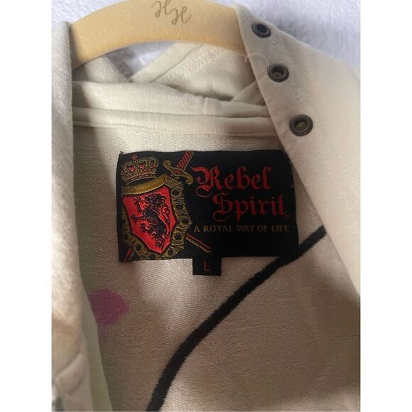 Rebel Spirit A Royal Way of Life Embroidered Rhinestones Zip Up Hoodie - Picture 2 of 8